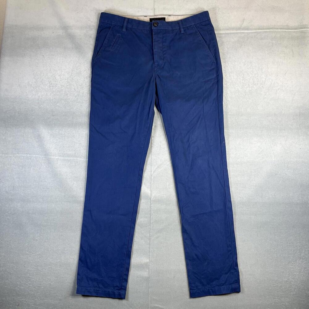 AllSaints Pants Mens 32 Blue Chino Straight Leg Slim Cotton Twill Trousers